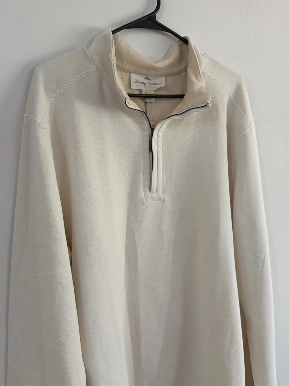 NWT Tommy Bahama Mens XL Switch It Up Reversible Half Zip Pullover Coconut Cream